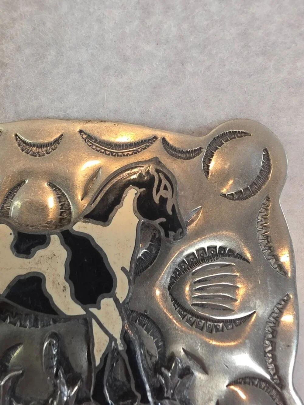 Vintage Tex Tan Yoakum Texas Nickel Silver Horse Belt Buckle